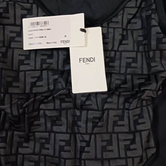 Authentic Fendi Gray Monogram One Piece Swimsuit - Picture 3 of 4
